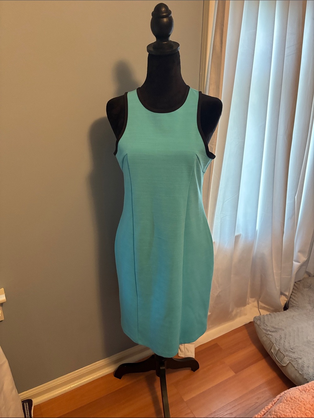 Kenneth Cole Aqua Sleeveless Sheath Dress with zippered back